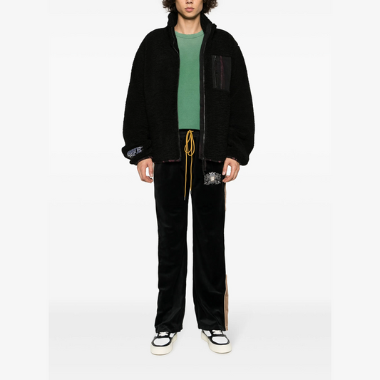 Velvet sweatpants with embroidery