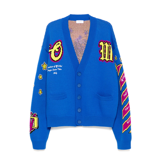 Intarsia knit cardigan